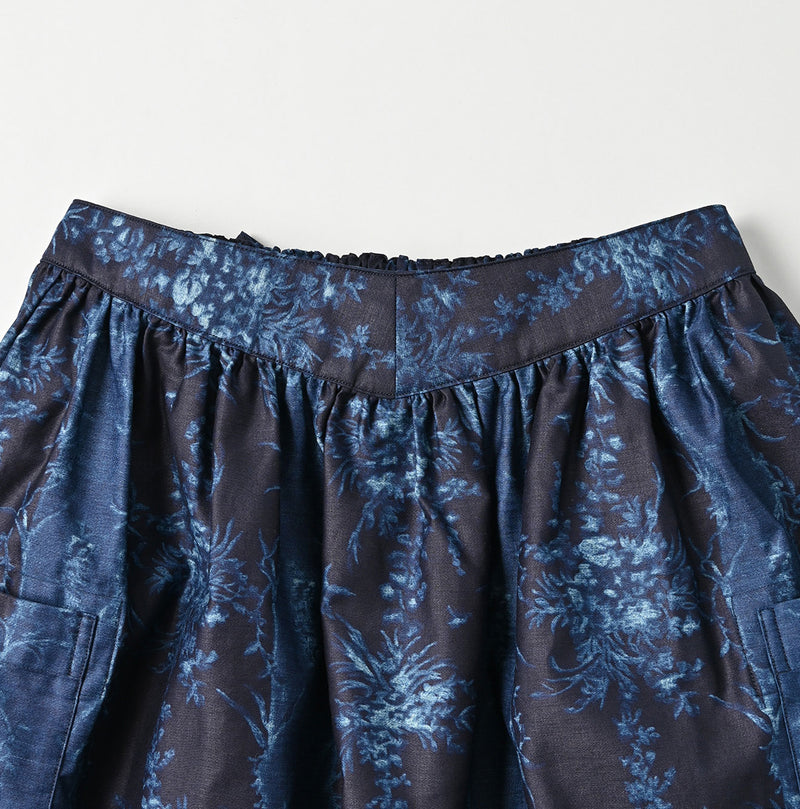 45R Indigo Chandelier Flower Apron Skirt