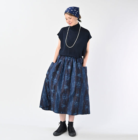 45R Indigo Chandelier Flower Apron Skirt