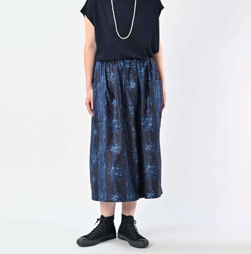 45R Indigo Chandelier Flower Apron Skirt