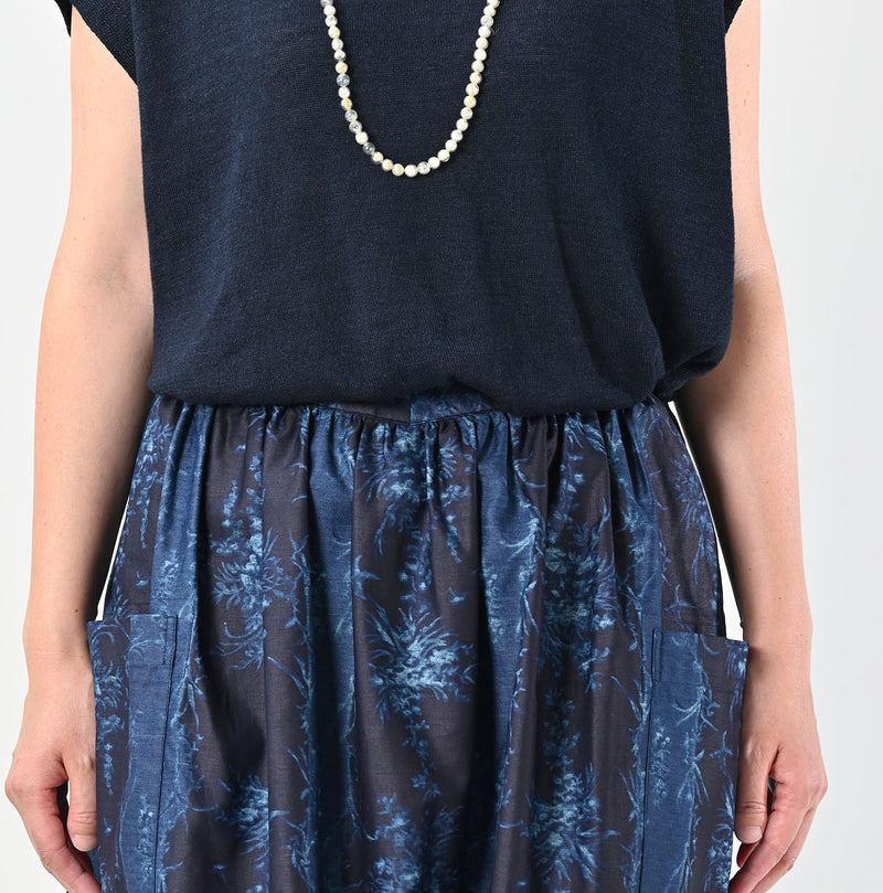 45R Indigo Chandelier Flower Apron Skirt