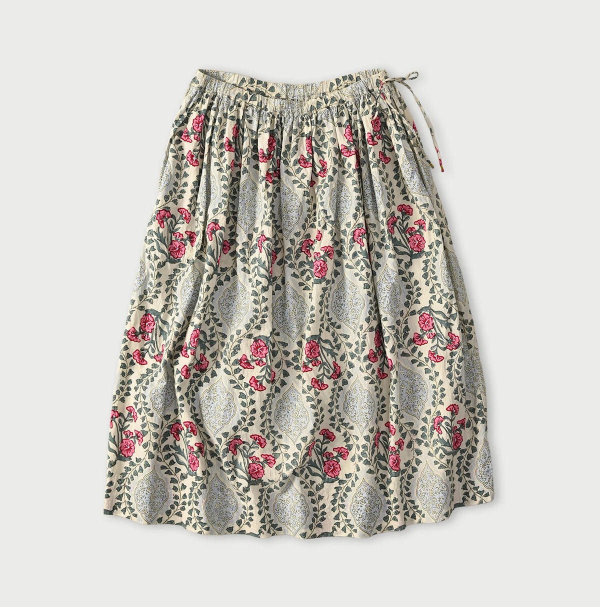 45R Saffron Block Print Easy Gathered Skirt