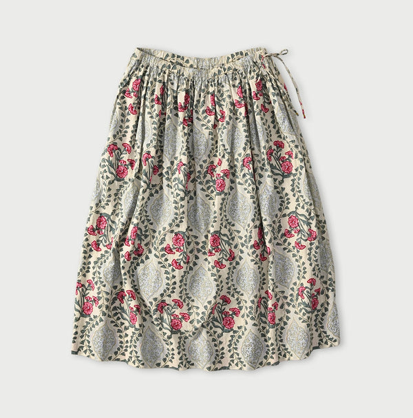 45R Saffron Block Print Easy Gathered Skirt