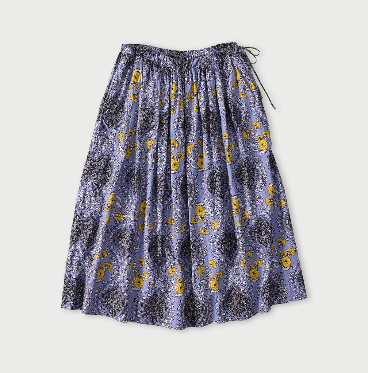 45R Saffron Block Print Easy Gathered Skirt