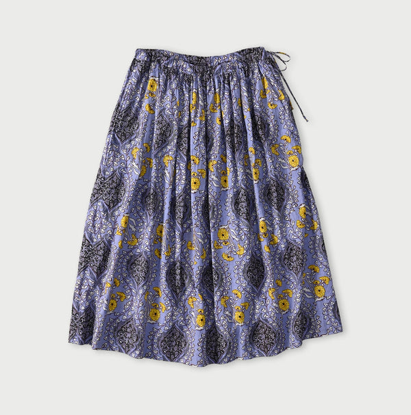 45R Saffron Block Print Easy Gathered Skirt