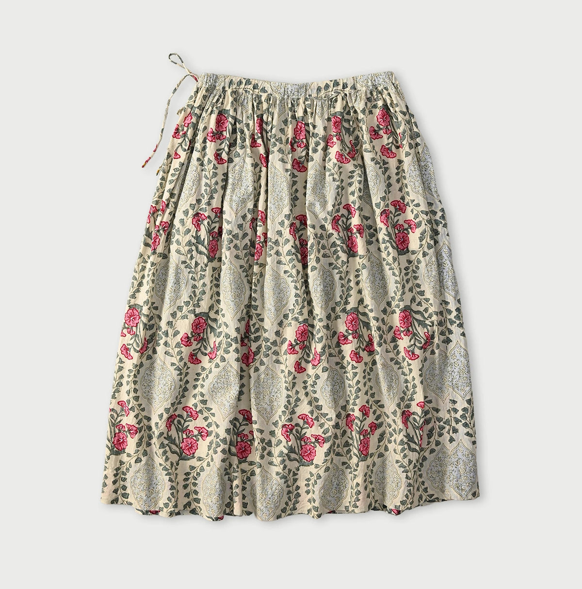 45R Saffron Block Print Easy Gathered Skirt