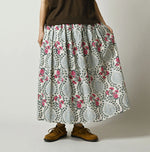 45R Saffron Block Print Easy Gathered Skirt