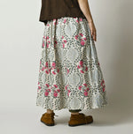 45R Saffron Block Print Easy Gathered Skirt