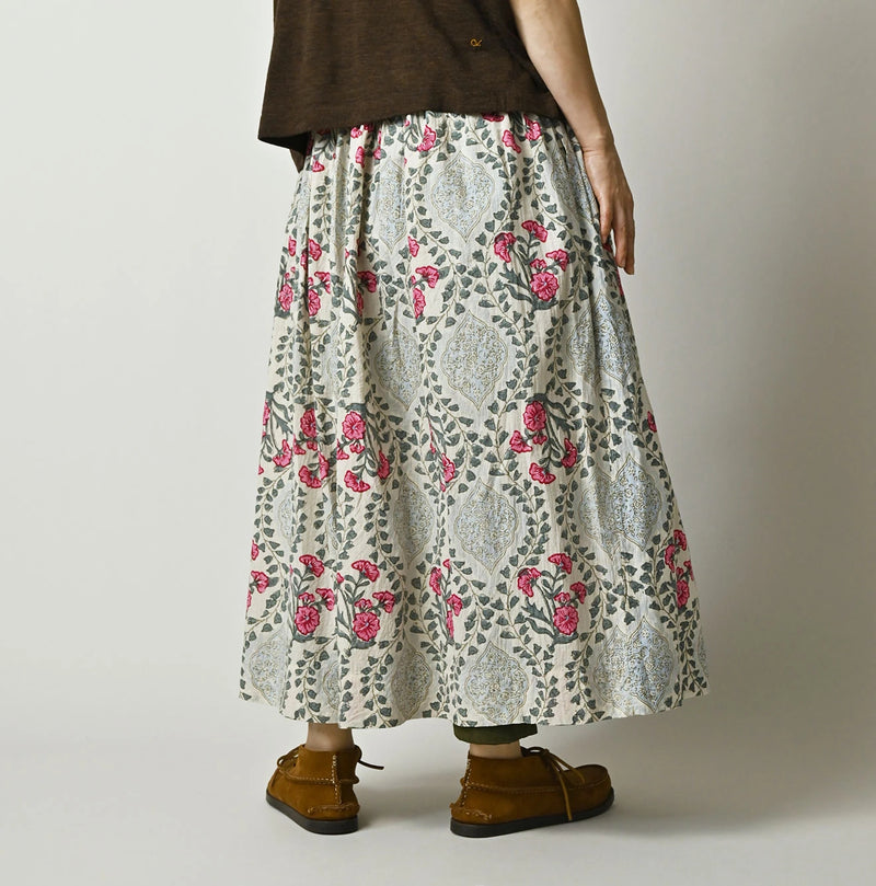 45R Saffron Block Print Easy Gathered Skirt - Image 6