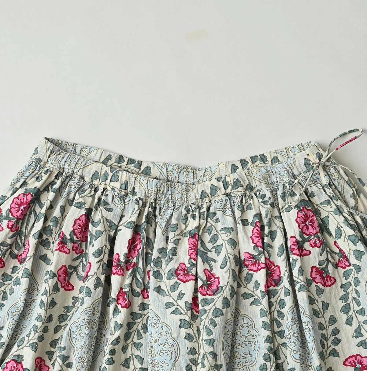 45R Saffron Block Print Easy Gathered Skirt