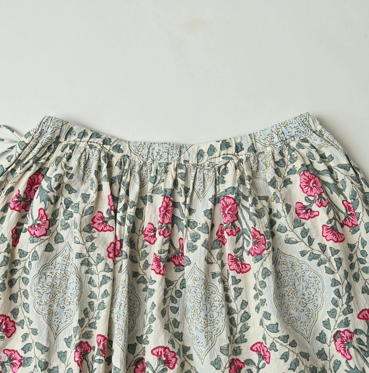 45R Saffron Block Print Easy Gathered Skirt