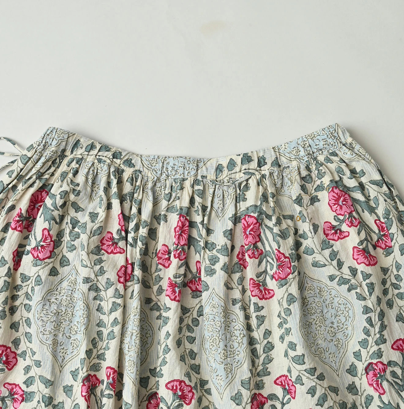 45R Saffron Block Print Easy Gathered Skirt