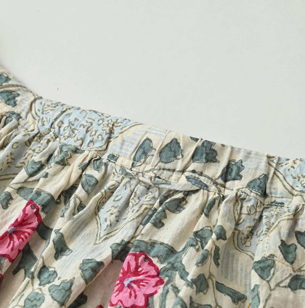 45R Saffron Block Print Easy Gathered Skirt