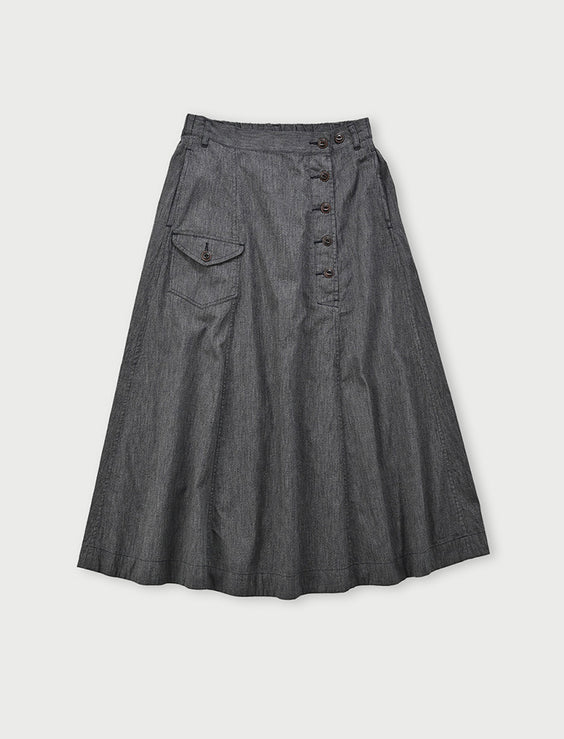 Indigo Yorimokuhira Flare Skirt