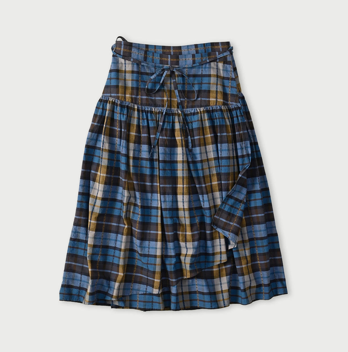 45R Ai Indigo Check Khadi Dobby Multi Skirt