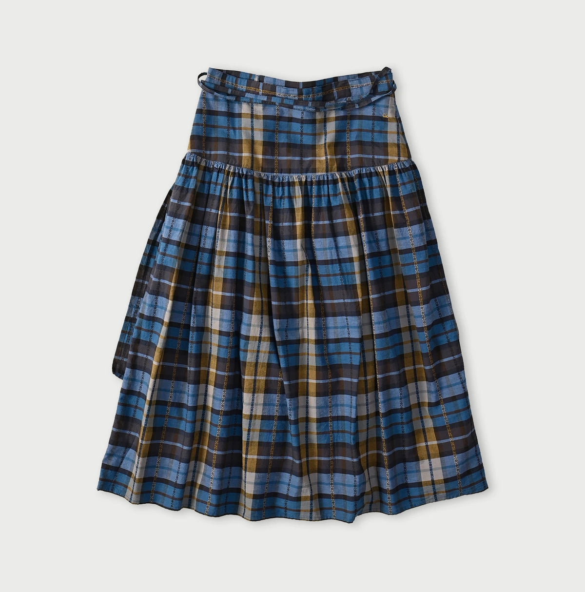 45R Ai Indigo Check Khadi Dobby Multi Skirt