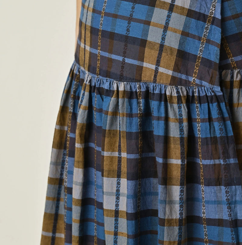45R Ai Indigo Check Khadi Dobby Multi Skirt - Image 8