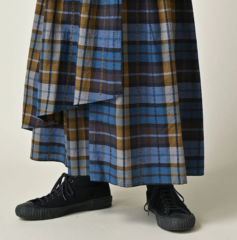 45R Ai Indigo Check Khadi Dobby Multi Skirt - Image 9