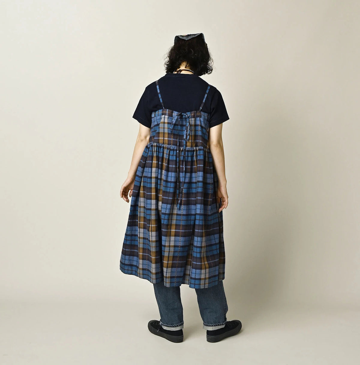 45R Ai Indigo Check Khadi Dobby Multi Skirt