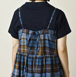 45R Ai Indigo Check Khadi Dobby Multi Skirt