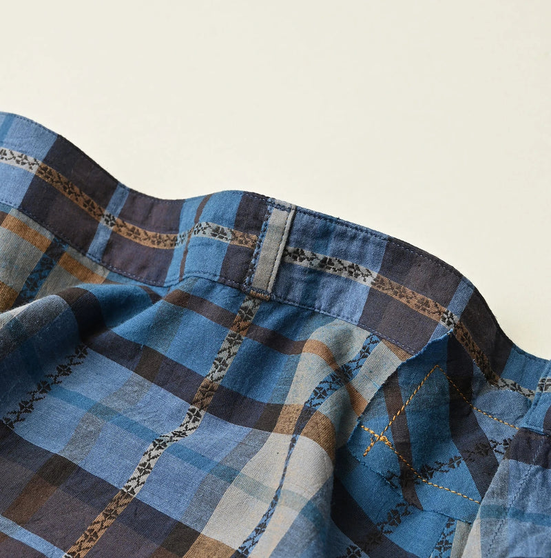 45R Ai Indigo Check Khadi Dobby Multi Skirt - Image 22