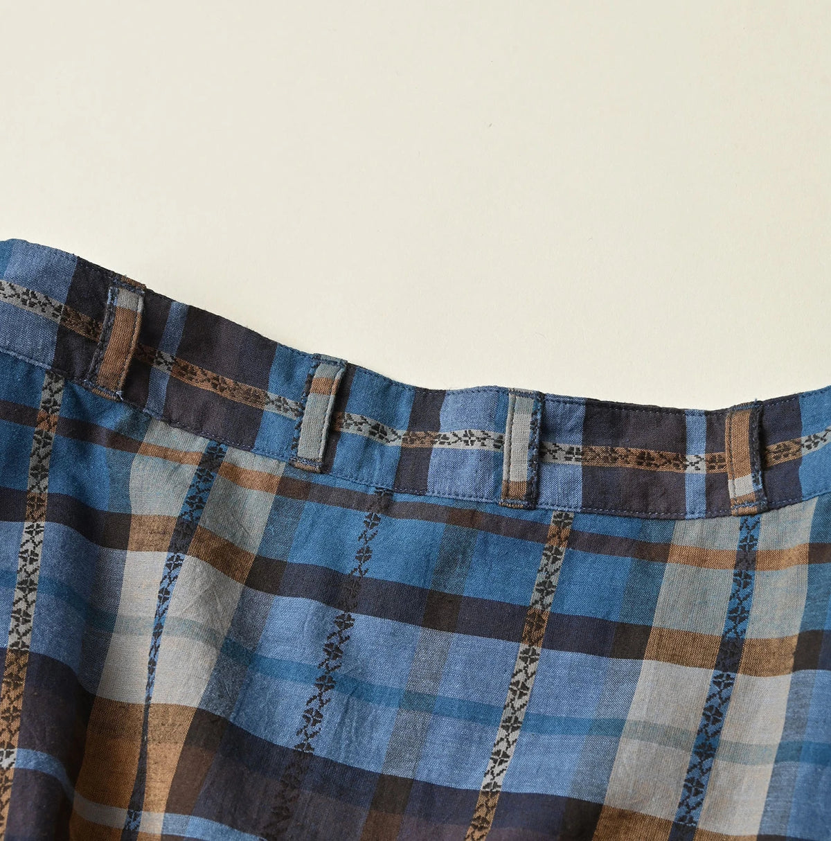 45R Ai Indigo Check Khadi Dobby Multi Skirt