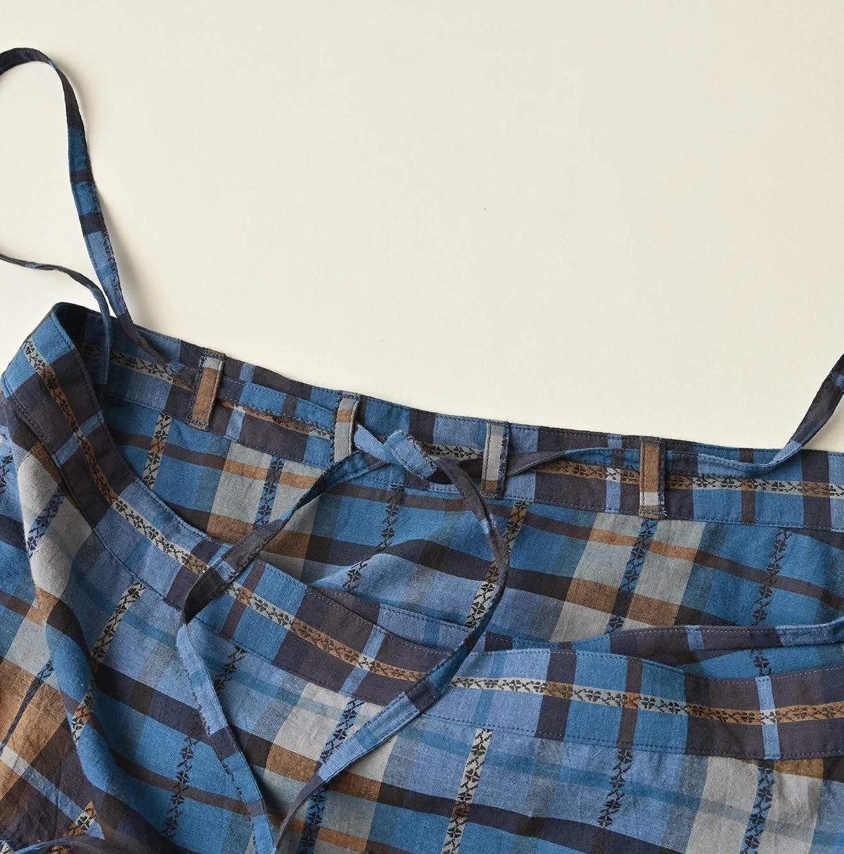 45R Ai Indigo Check Khadi Dobby Multi Skirt