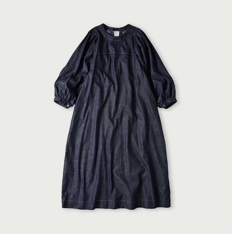 45R 45 Petit Denim Puff Sleeve Dress