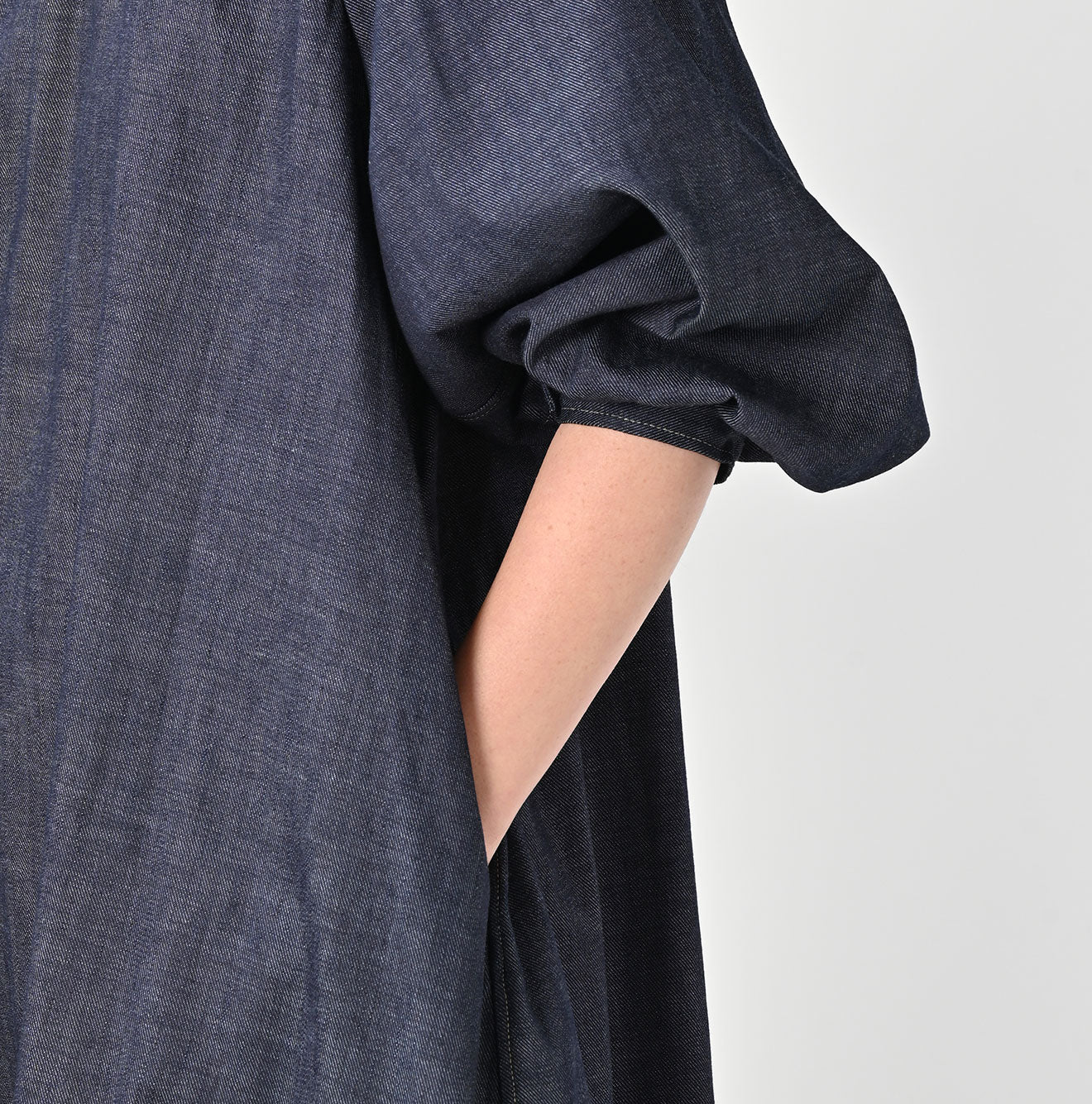 45R 45 Petit Denim Puff Sleeve Dress