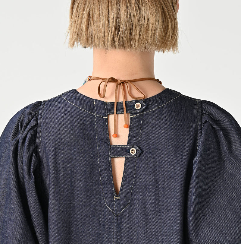 45R 45 Petit Denim Puff Sleeve Dress