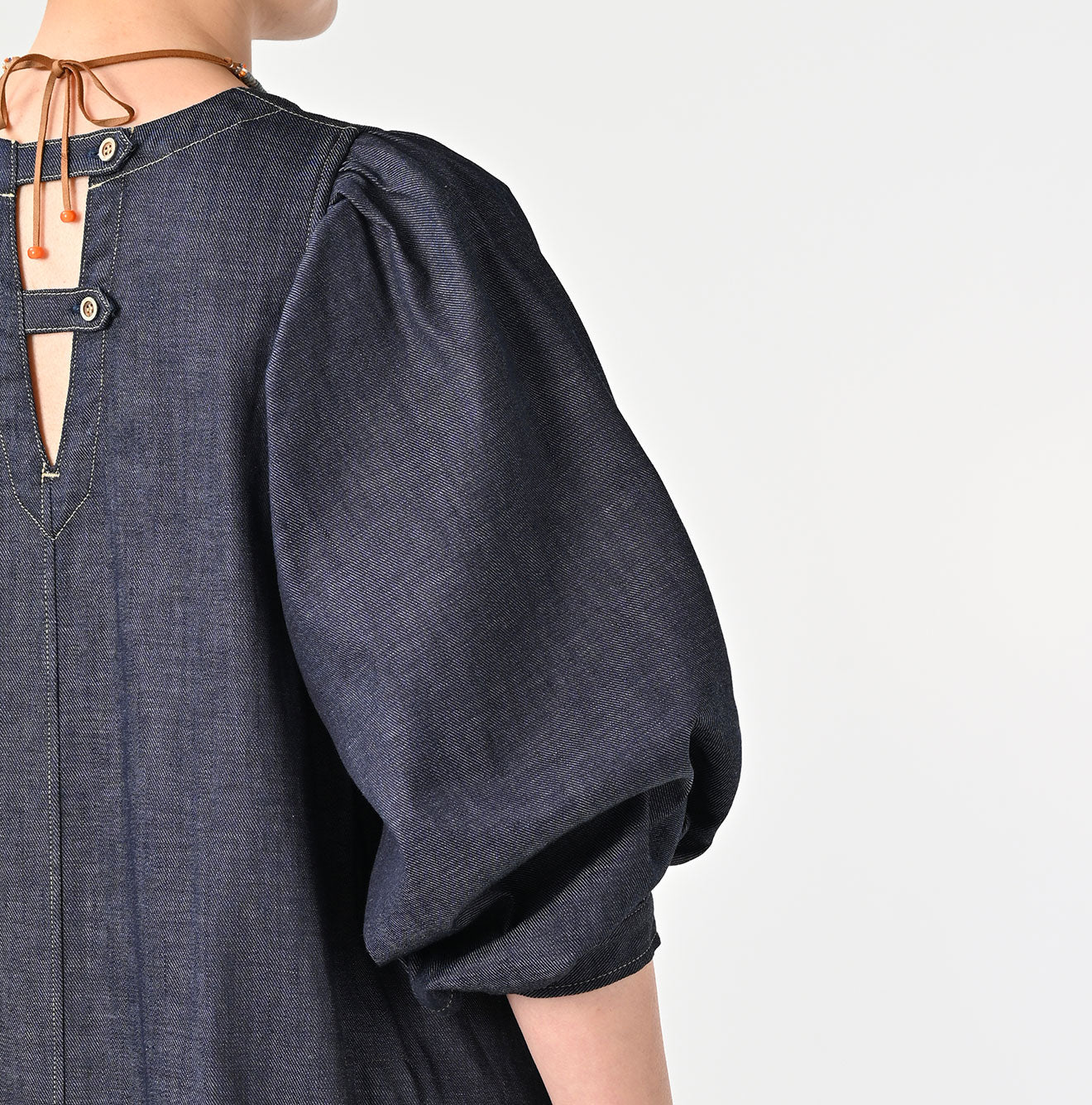 45R 45 Petit Denim Puff Sleeve Dress