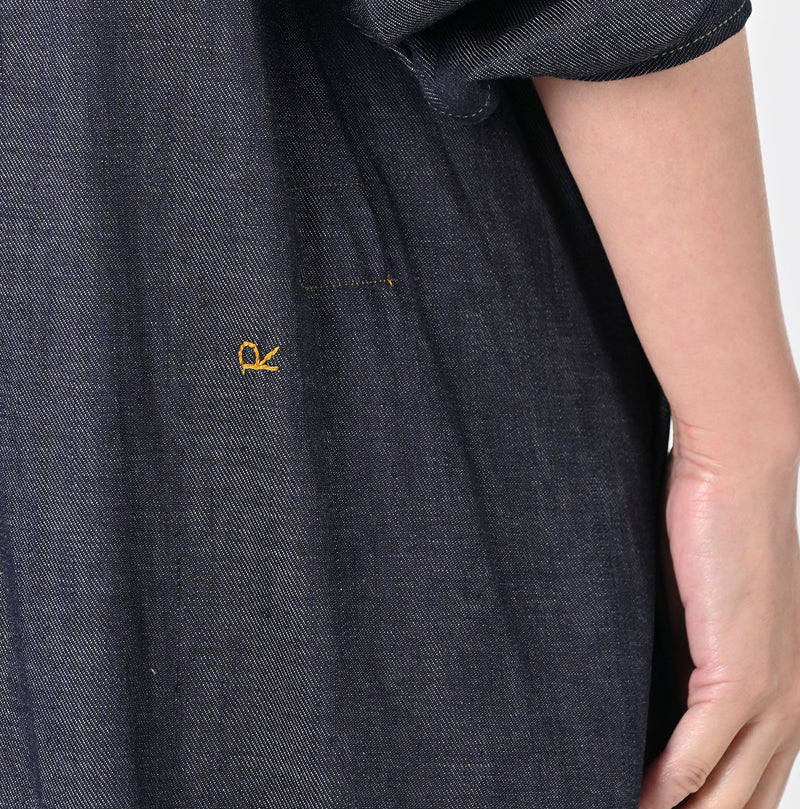 45R 45 Petit Denim Puff Sleeve Dress