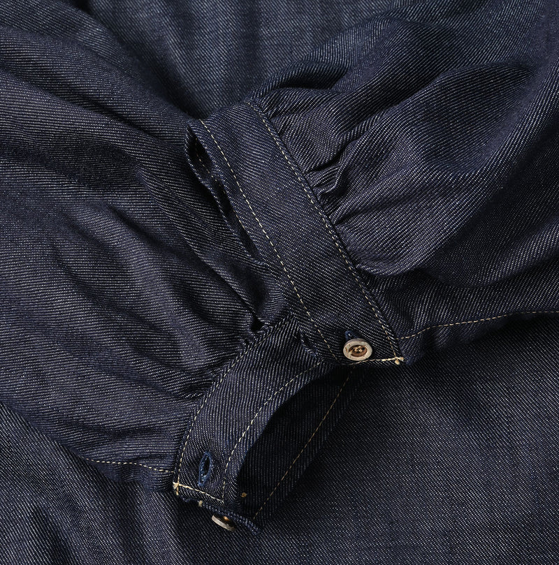 45R 45 Petit Denim Puff Sleeve Dress