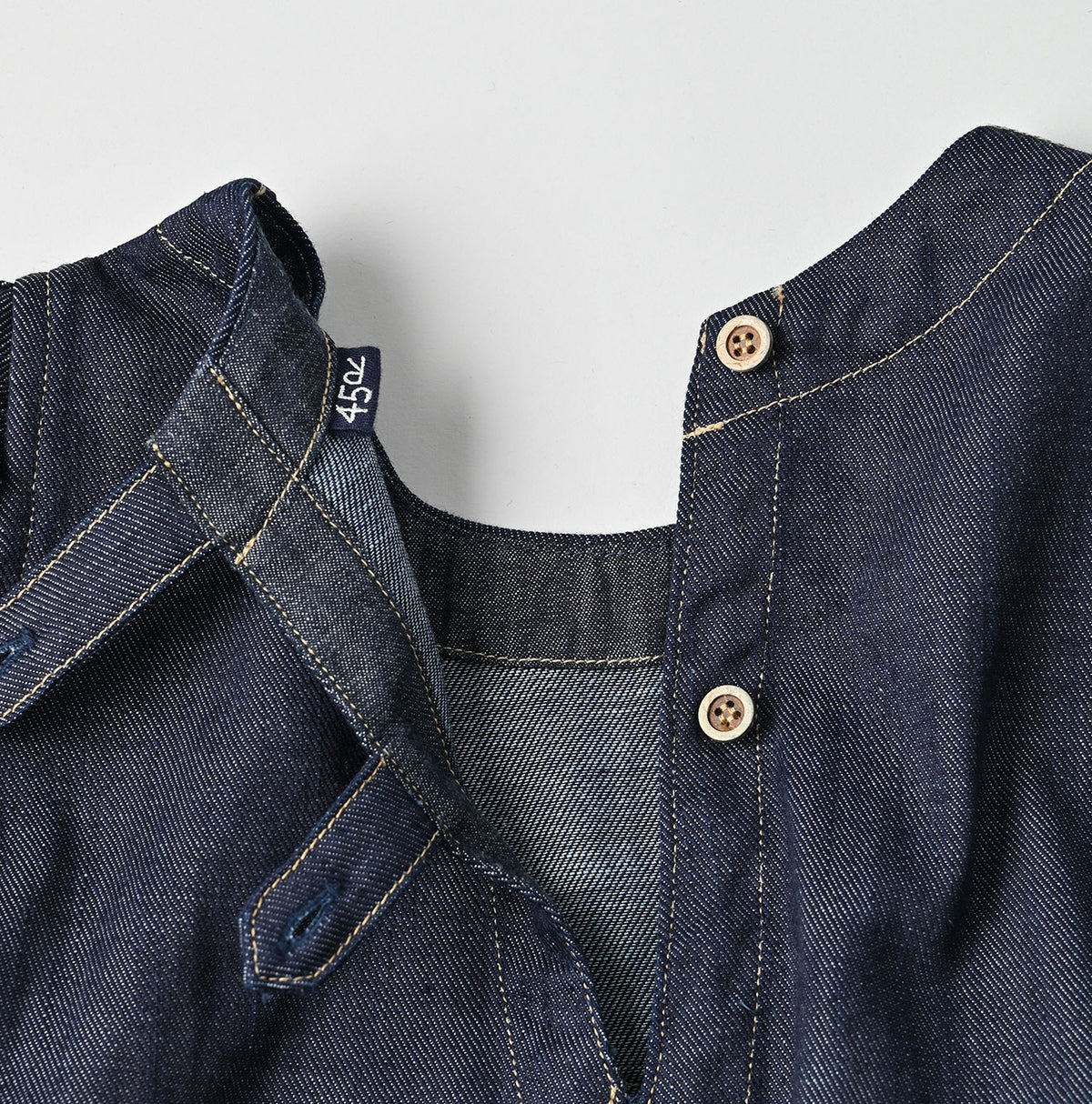 45R 45 Petit Denim Puff Sleeve Dress