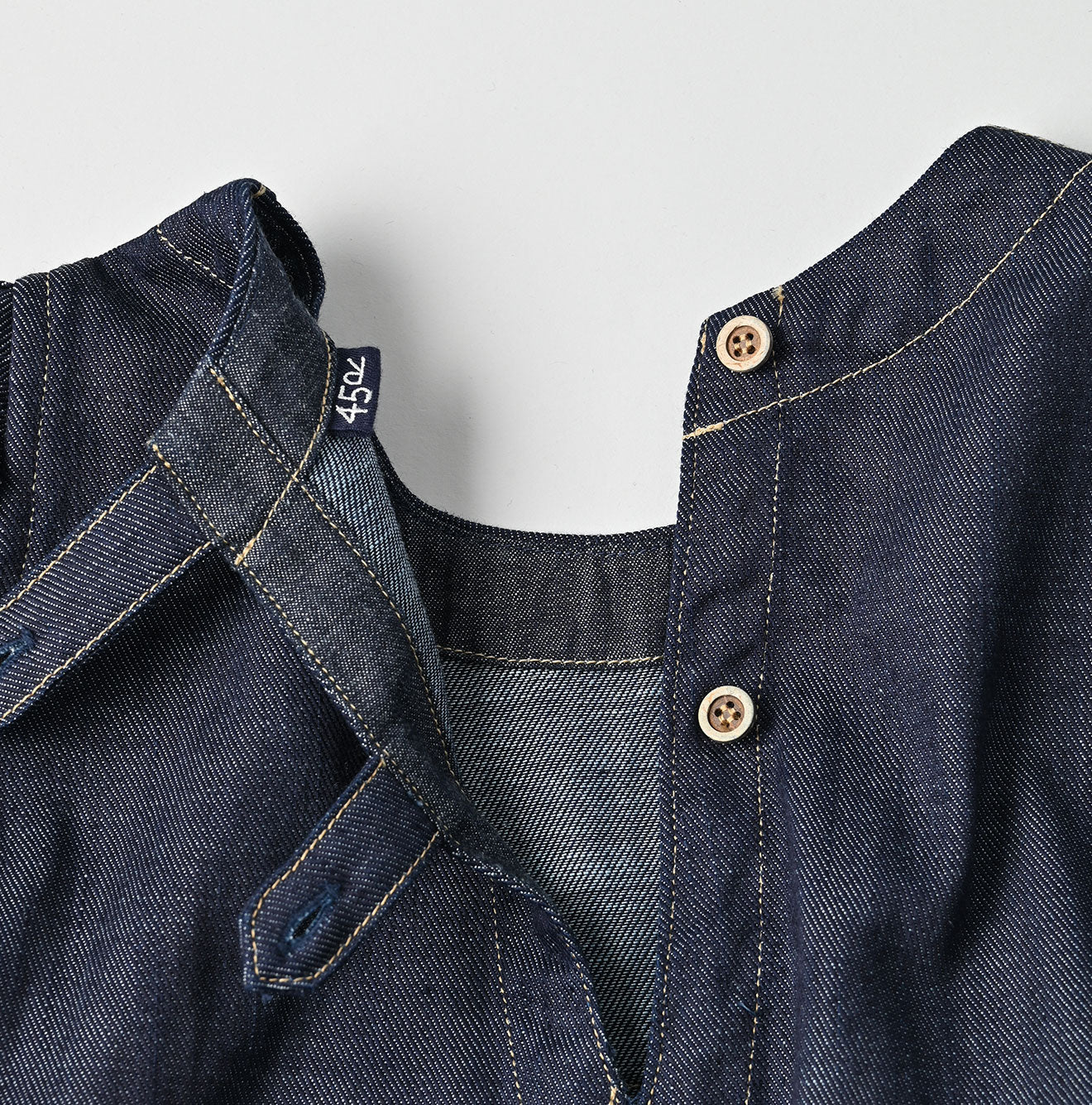 45R 45 Petit Denim Puff Sleeve Dress