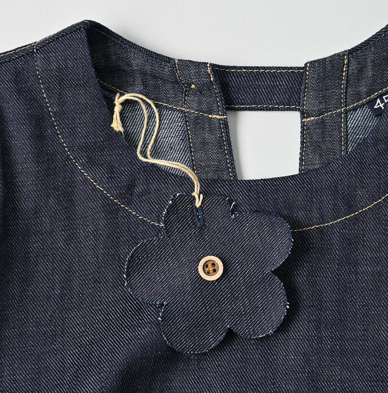 45R 45 Petit Denim Puff Sleeve Dress