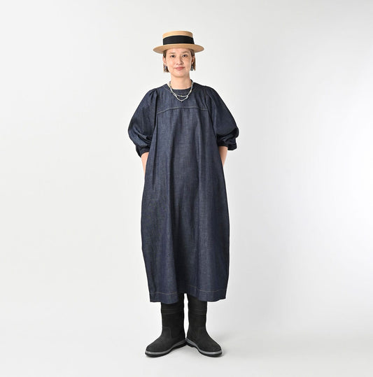 45R 45 Petit Denim Puff Sleeve Dress