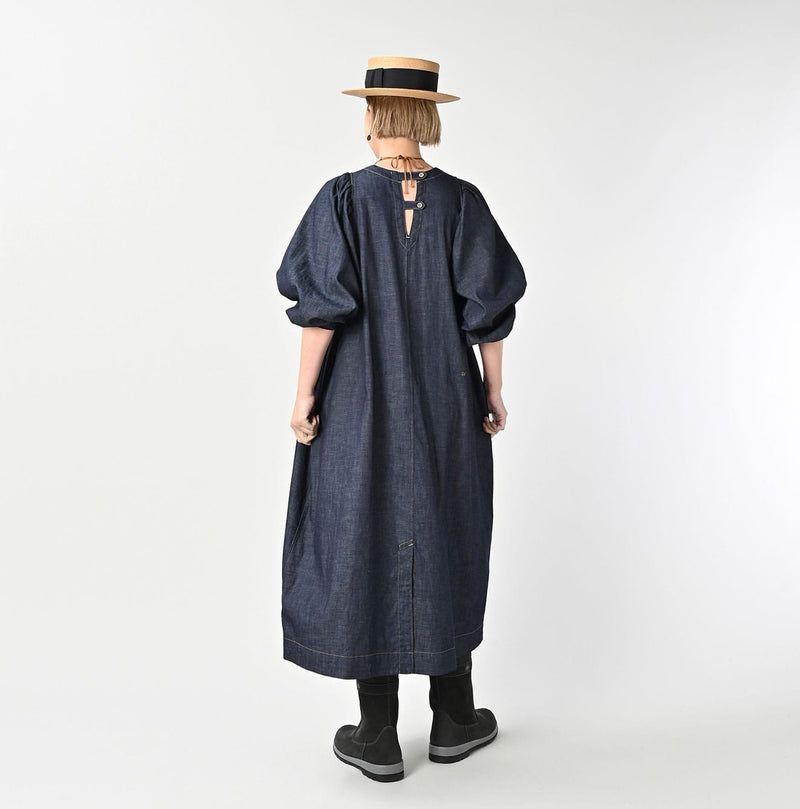 45R 45 Petit Denim Puff Sleeve Dress