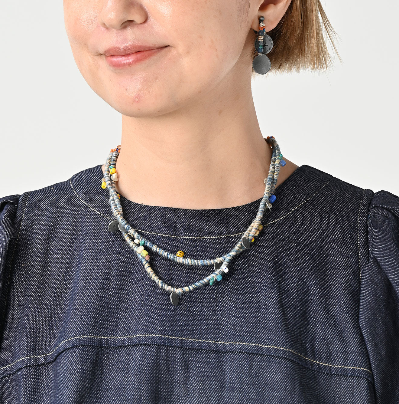 45R 45 Petit Denim Puff Sleeve Dress