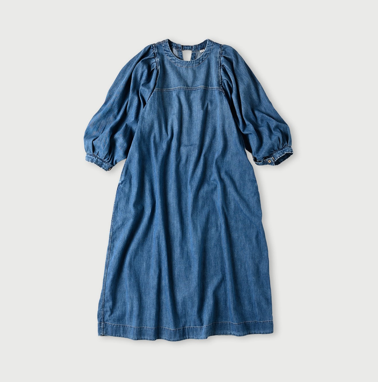 45R 45 Petit Denim Puff Sleeve Dress