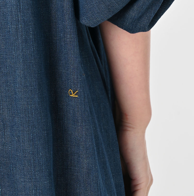 45R 45 Petit Denim Puff Sleeve Dress