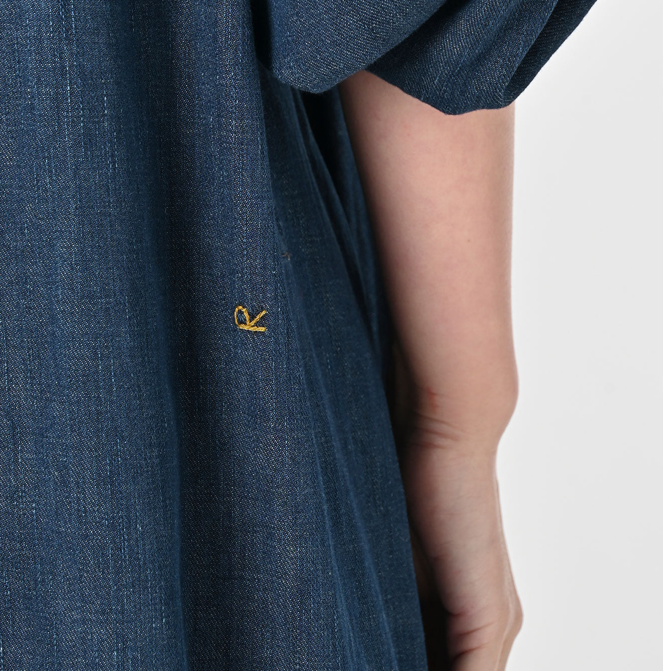 45R 45 Petit Denim Puff Sleeve Dress