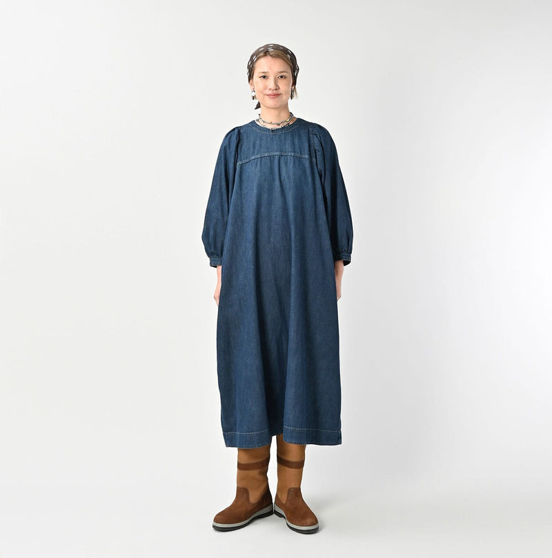 45R 45 Petit Denim Puff Sleeve Dress