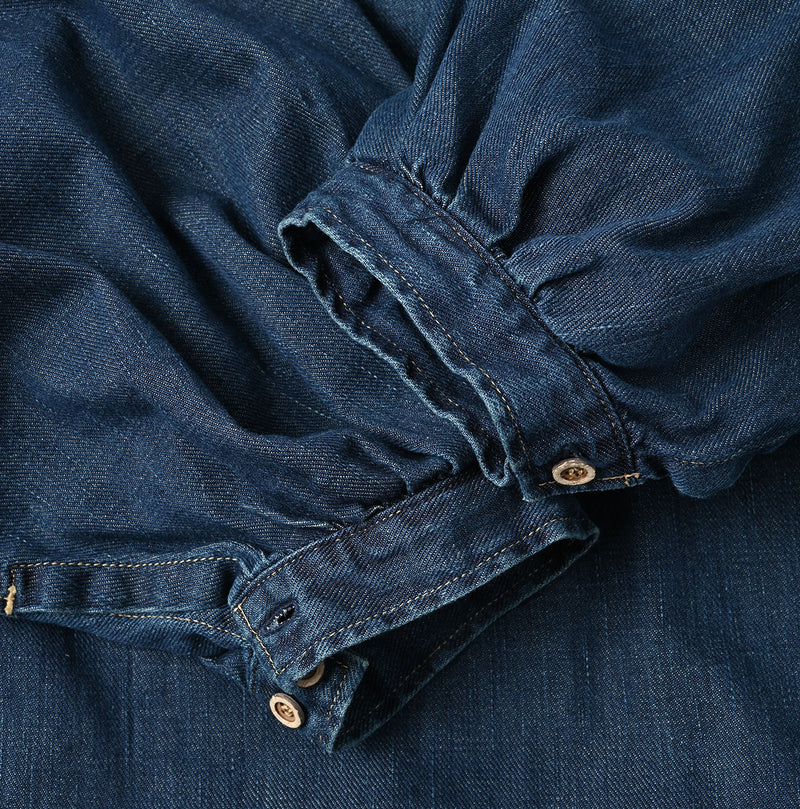 45R 45 Petit Denim Puff Sleeve Dress