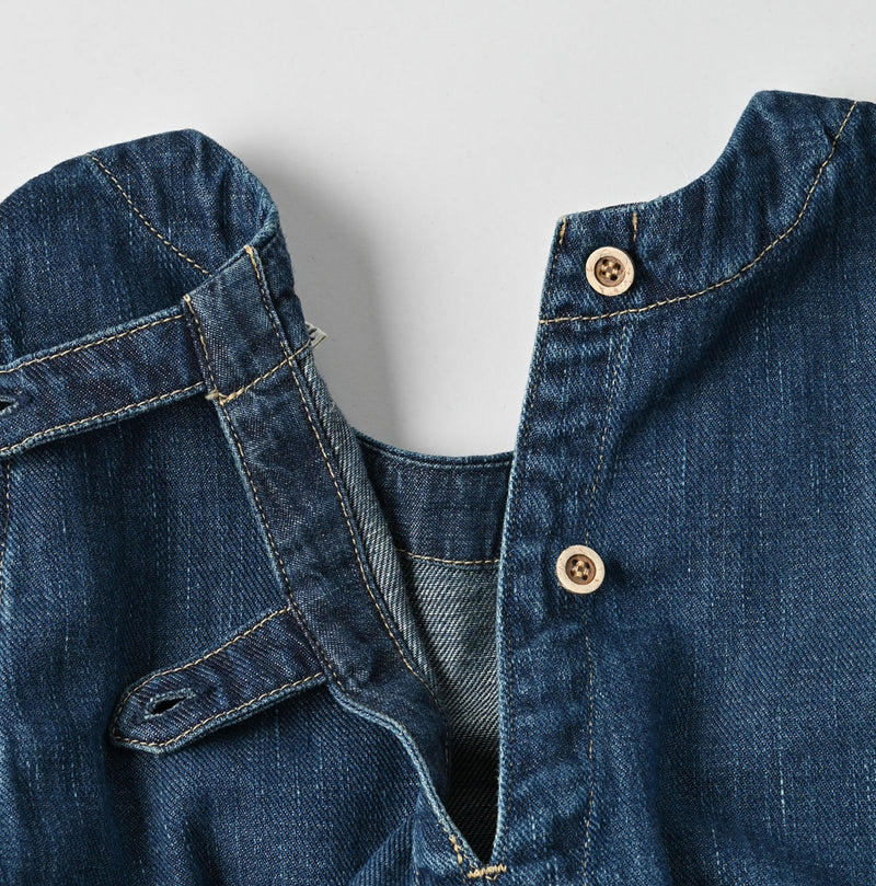 45R 45 Petit Denim Puff Sleeve Dress