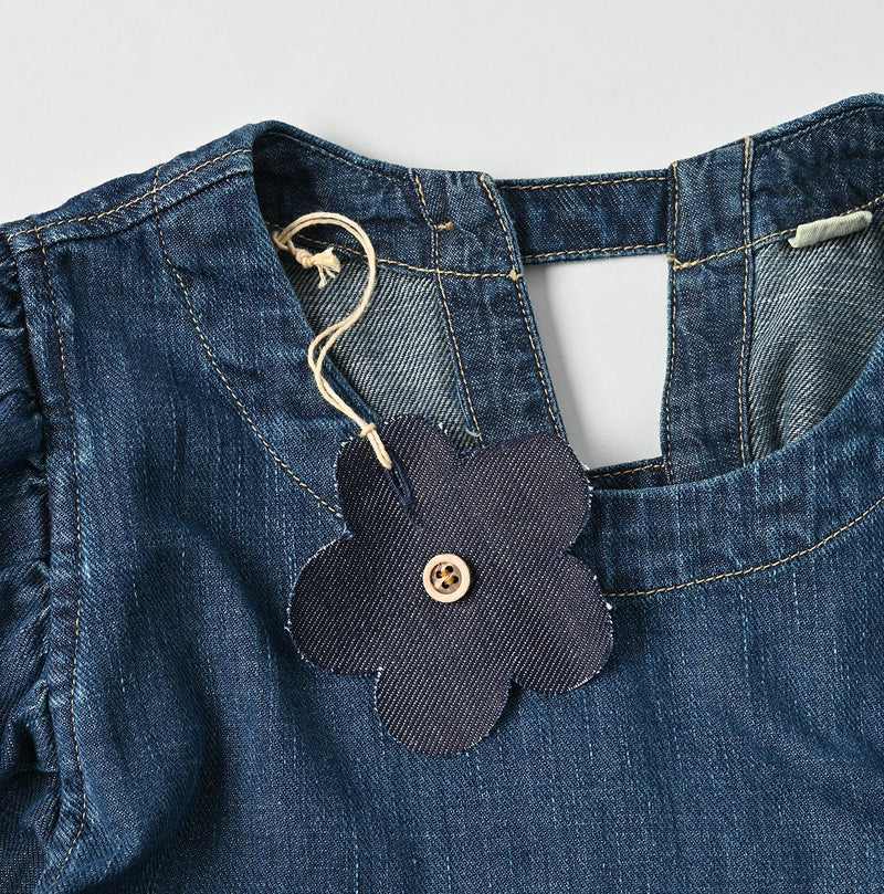 45R 45 Petit Denim Puff Sleeve Dress