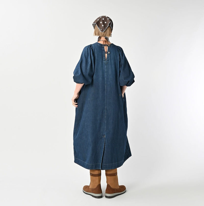 45R 45 Petit Denim Puff Sleeve Dress