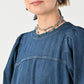 45R 45 Petit Denim Puff Sleeve Dress