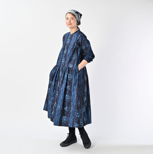 45R Indigo Chandelier Flower Gathered Dress