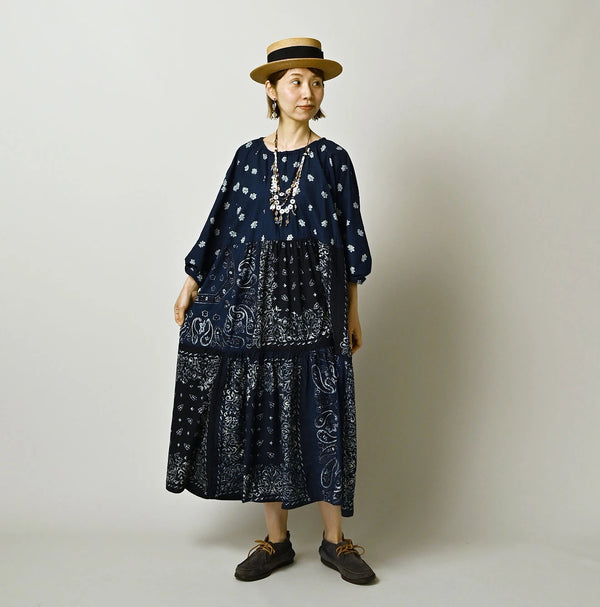 45R IDG Bandana Mix à la Mode Patchwork Tiered Dress
