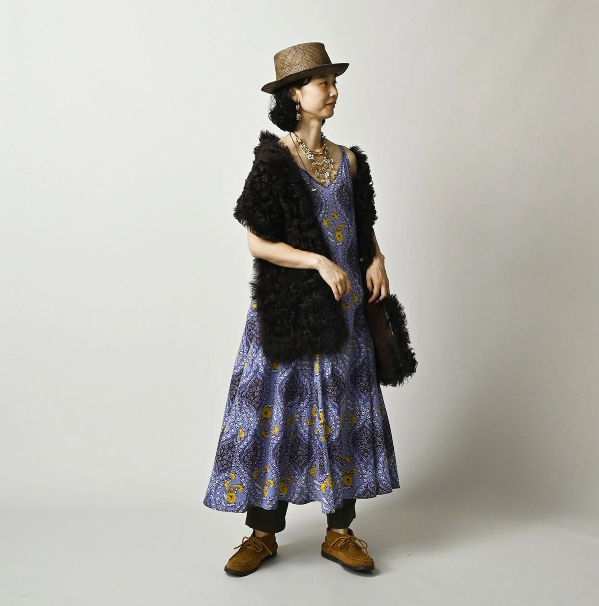 45R Saffron Block Print Umbrella Dress